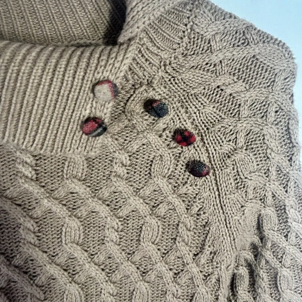 Tommy Hilfiger Cable Knit Sweater Dress Plaid Skirt Button Cowl Neck Tan Girls 7